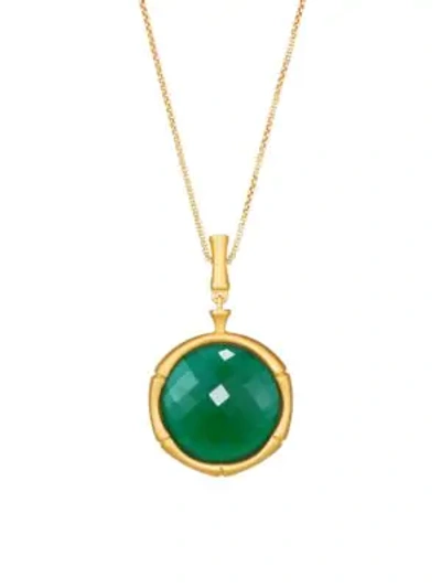 Shop Dean Davidson Women's Green Onyx Bamboo Motif Pendant Necklace In Gold