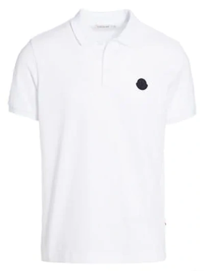 Shop Moncler Short-sleeve Cotton Polo In White