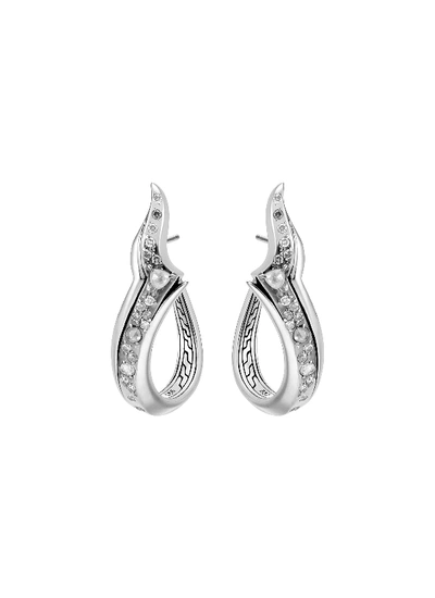 Shop John Hardy 'lahar' Diamond Silver Hoop Earrings