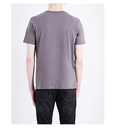 Shop Allsaints Brace Crewneck Cotton-jersey T-shirt In Coal Grey
