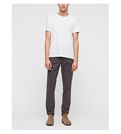 Shop Allsaints Park Slim-fit Stretch-cotton Chinos In Slate Grey