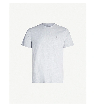 Shop Allsaints Mens Grey Marl Brace Crewneck Cotton-jersey T-shirt M