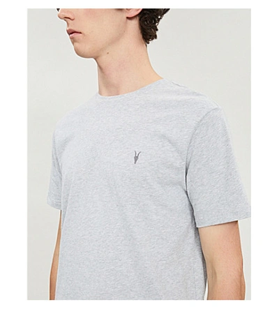 Shop Allsaints Mens Grey Marl Brace Crewneck Cotton-jersey T-shirt M