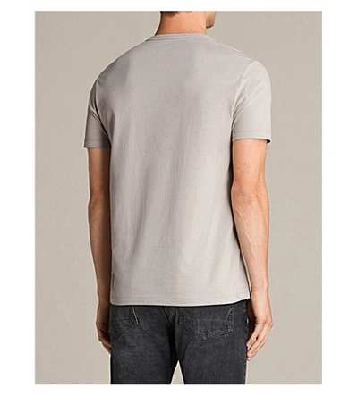 Shop Allsaints Brace Crewneck Cotton-jersey T-shirt In Pebble Grey
