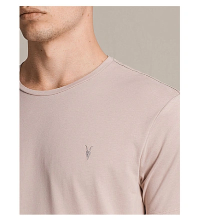 Shop Allsaints Brace Crewneck Cotton-jersey T-shirt In Sable Pink