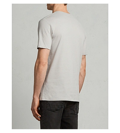 Shop Allsaints Brace Crewneck Cotton-jersey T-shirt In Sheer Grey