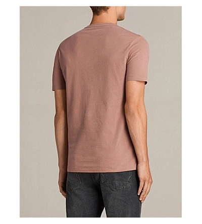 Shop Allsaints Brace Crewneck Cotton-jersey T-shirt In Treacle Red