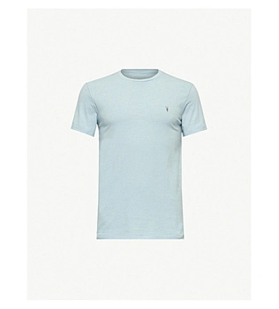 Shop Allsaints Tonic Crewneck Cotton-jersey T-shirt In Arbour Blue Ma