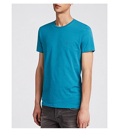 Shop Allsaints Tonic Crewneck Cotton-jersey T-shirt In Arch Blue