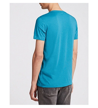 Shop Allsaints Tonic Crewneck Cotton-jersey T-shirt In Arch Blue