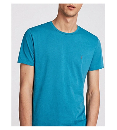 Shop Allsaints Tonic Crewneck Cotton-jersey T-shirt In Arch Blue