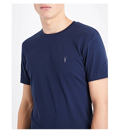 Shop Allsaints Tonic Crewneck Cotton-jersey T-shirt In Baltic Blue