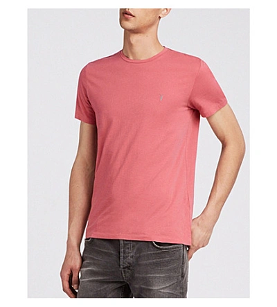Shop Allsaints Tonic Crewneck Cotton-jersey T-shirt In Facade Pink