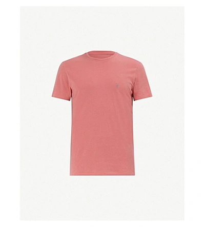 Shop Allsaints Tonic Crewneck Cotton-jersey T-shirt In Havana Pink