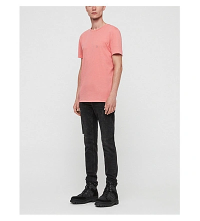 Shop Allsaints Tonic Crewneck Cotton-jersey T-shirt In Havana Pink