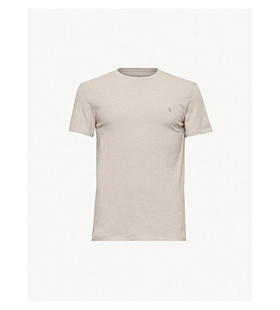 Shop Allsaints Tonic Crewneck Cotton-jersey T-shirt In Mushroom Pink