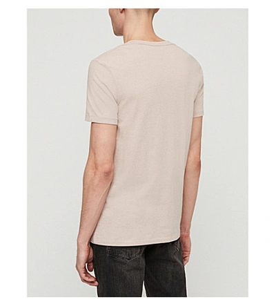 Shop Allsaints Tonic Crewneck Cotton-jersey T-shirt In Mushroom Pink