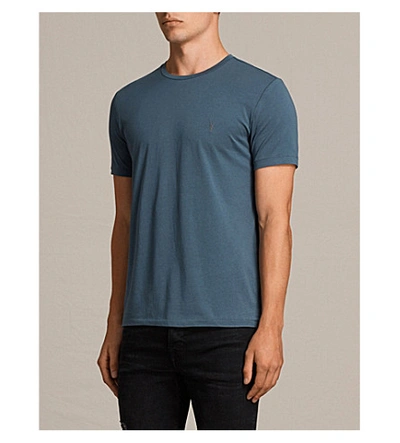 Shop Allsaints Tonic Crewneck Cotton-jersey T-shirt In Rifle Blue