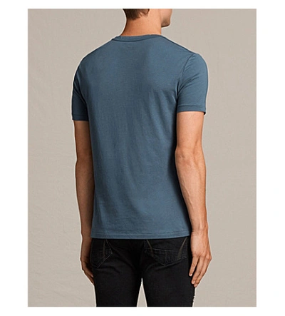 Shop Allsaints Tonic Crewneck Cotton-jersey T-shirt In Rifle Blue