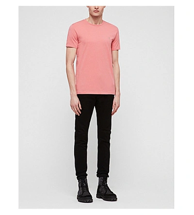 Shop Allsaints Tonic Crewneck Cotton-jersey T-shirt In Sorbet Pink