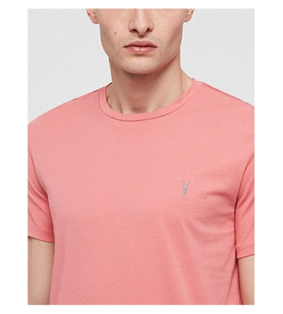 Shop Allsaints Tonic Crewneck Cotton-jersey T-shirt In Sorbet Pink