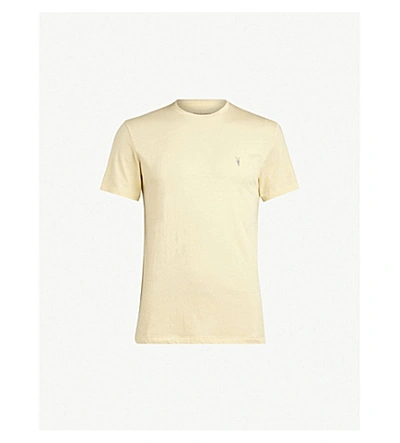 Shop Allsaints Tonic Crewneck Cotton-jersey T-shirt In Wash Solar Yel