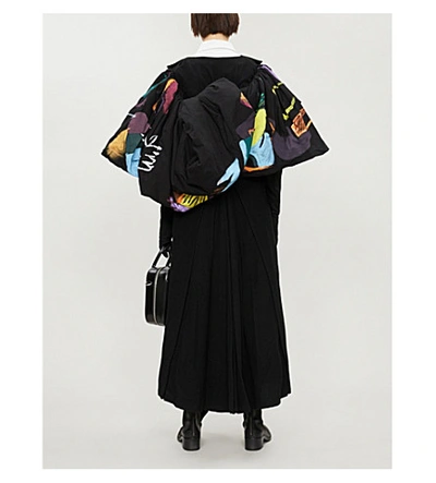 Shop Yohji Yamamoto Asymmetric Wool-blend And Cotton Coat In Black