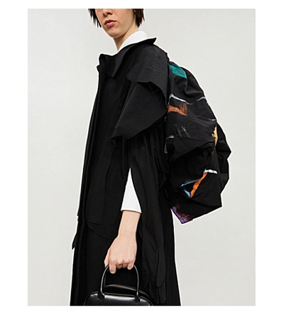 Shop Yohji Yamamoto Asymmetric Wool-blend And Cotton Coat In Black