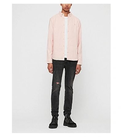 Shop Allsaints Hungtingdon Slim-fit Cotton Shirt In Bleach Pink