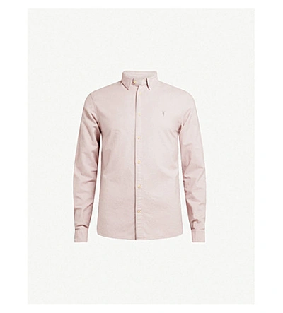 Shop Allsaints Hungtingdon Slim-fit Cotton Shirt In Boca Pink