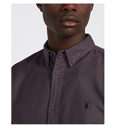 Shop Allsaints Hungtingdon Slim-fit Cotton Shirt In Charcoal Grey