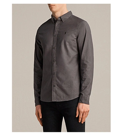 Shop Allsaints Hungtingdon Slim-fit Cotton Shirt In Heath Grey
