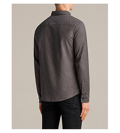 Shop Allsaints Hungtingdon Slim-fit Cotton Shirt In Heath Grey