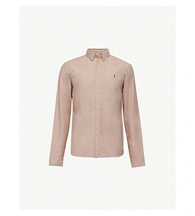 Shop Allsaints Hungtingdon Slim-fit Cotton Shirt In Mushroom Pink