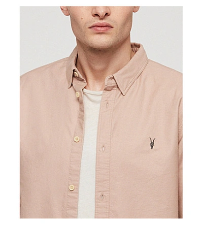 Shop Allsaints Hungtingdon Slim-fit Cotton Shirt In Mushroom Pink