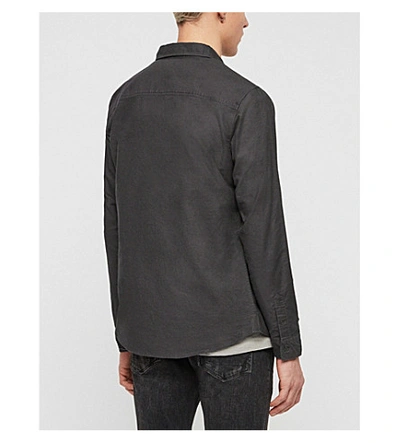 Shop Allsaints Hungtingdon Slim-fit Cotton Shirt In Slate Grey