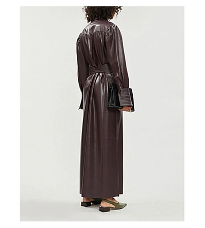 Shop Nanushka Rosana Faux-leather Dress In Aubergine