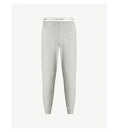 Shop Calvin Klein Modern Cotton Cotton-jersey Jogging Bottoms In Grey Heather