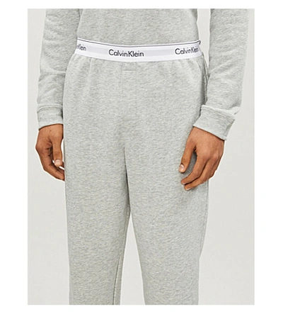 Shop Calvin Klein Modern Cotton Cotton-jersey Jogging Bottoms In Grey Heather