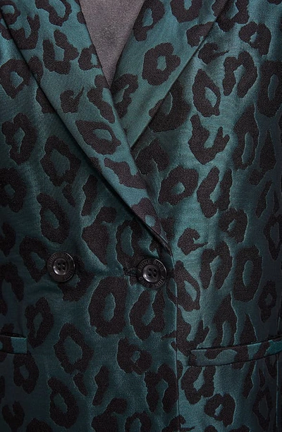 Shop Anine Bing Madeleine Blazer In Emerald Leopard