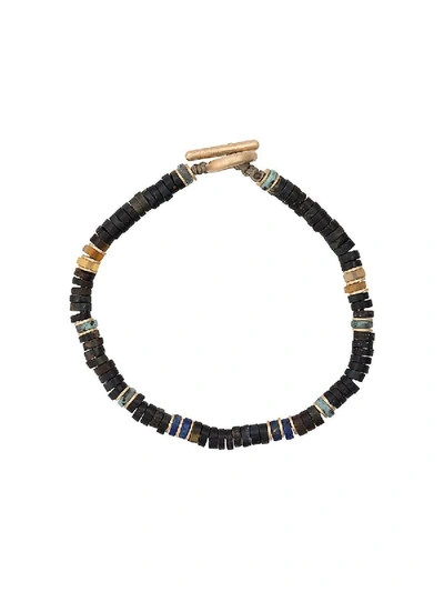 Shop M Cohen Blue Tiger Eye And 18k Yellow Gold Gemstone Bracelet In Black