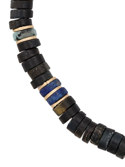 Shop M Cohen Blue Tiger Eye And 18k Yellow Gold Gemstone Bracelet In Black