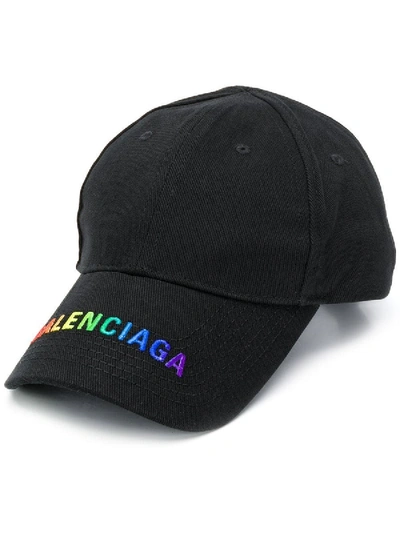 Shop Balenciaga Colors Of The Rainbow Logo Embroidered Cap