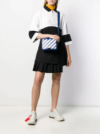 Shop Off-white Diagonal Stripe Binder Clip Crossbody Bag Blue White