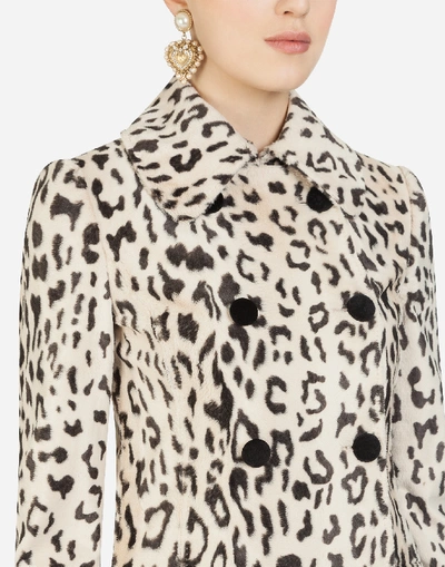 Shop Dolce & Gabbana Leopard-print Faux Fur Pea Coat In Multi-colored