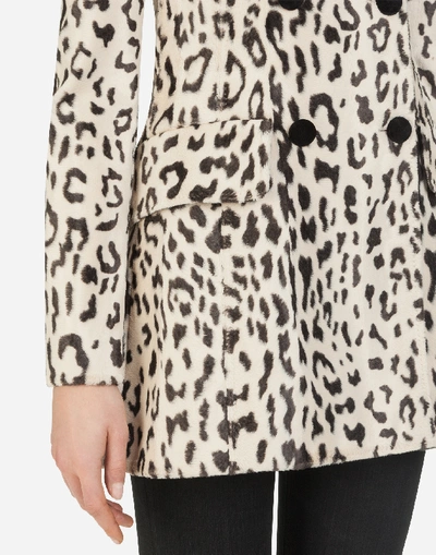 Shop Dolce & Gabbana Leopard-print Faux Fur Pea Coat In Multi-colored