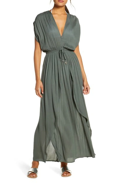 Shop Elan Wrap Maxi Cover-up Dress In Olive