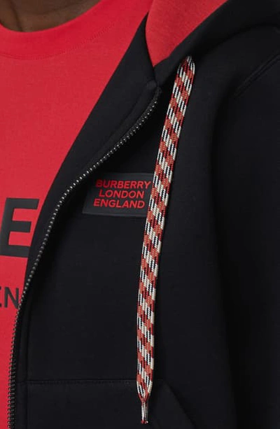Shop Burberry Aller Logo Zip Front Hoodie In Black