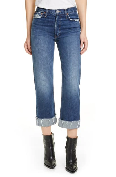 Shop Re/done '90s Loose Crop Straight Leg Jeans In Royal Indigo