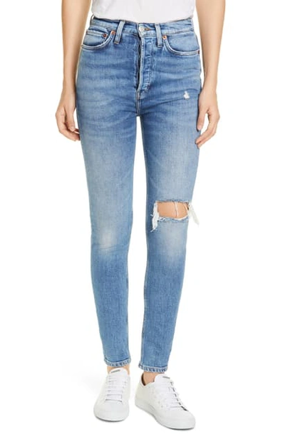 Shop Re/done Originals Ripped High Waist Skinny Jeans In Worn Retro Stone